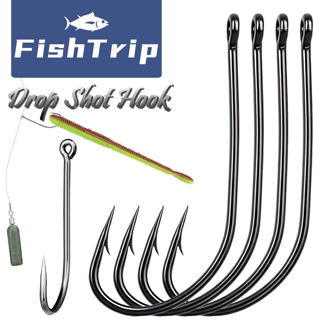 FishTrip Long Shank Drop Shot Hook 25-50pcs Forged Bass Fishing Soft Worm Bait Hook Wacky/Neko Rig for Saltwater Freshwater
FishTrip Long Shank Drop Shot Hook 25-50pcs Forged Bass Fishing Soft Worm Bait Hook Wacky/Neko Rig for Saltwater Freshwater