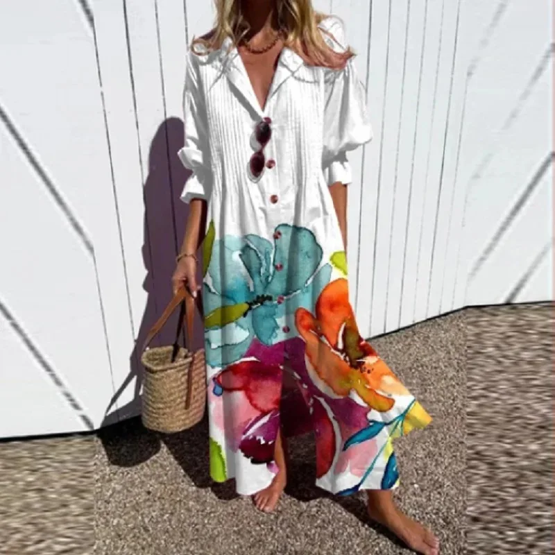 Casual Floral Print Dresses For Women Sping Summer Boho V Neck Loose A Line Dress Elegant Beach Party Dress Robe Femme vestidos
Casual Floral Print Dresses For Women Sping Summer Boho V Neck Loose A Line Dress Elegant Beach Party Dress Robe Femme vestidos