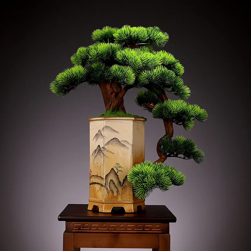 Large-scale simulated bonsai welcome pine tree indoor cypress plant potted hotel living room desktop green plant decoration
Large-scale simulated bonsai welcome pine tree indoor cypress plant potted hotel living room desktop green plant decoration