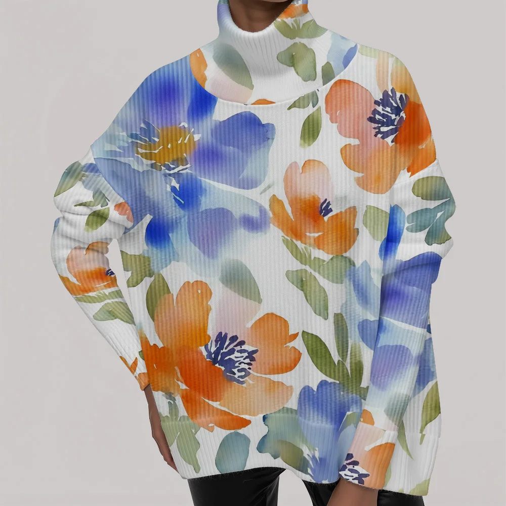 Tropical floral patterns Turtleneck sweater Tropical plants and flowers casual women's sweater
Tropical floral patterns Turtleneck sweater Tropical plants and flowers casual women's sweater