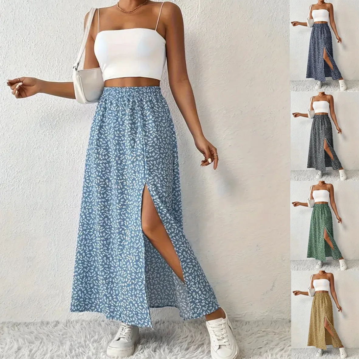 Summer Clothes Women Long Skirt Floral Print Slit Skirts Women's High Waist Light Blue Maxi Skirt Navy Floral A Line Skirt
Summer Clothes Women Long Skirt Floral Print Slit Skirts Women's High Waist Light Blue Maxi Skirt Navy Floral A Line Skirt