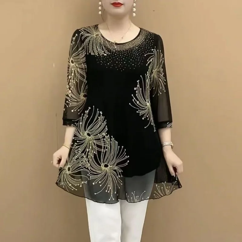 Elegant Vintage Women Clothing Summer Gauze Midi Shirts Diamond Print Oversized Basic Fashion 3/4 Sleeve New Chic Casual Blouses
Elegant Vintage Women Clothing Summer Gauze Midi Shirts Diamond Print Oversized Basic Fashion 3/4 Sleeve New Chic Casual Blouses