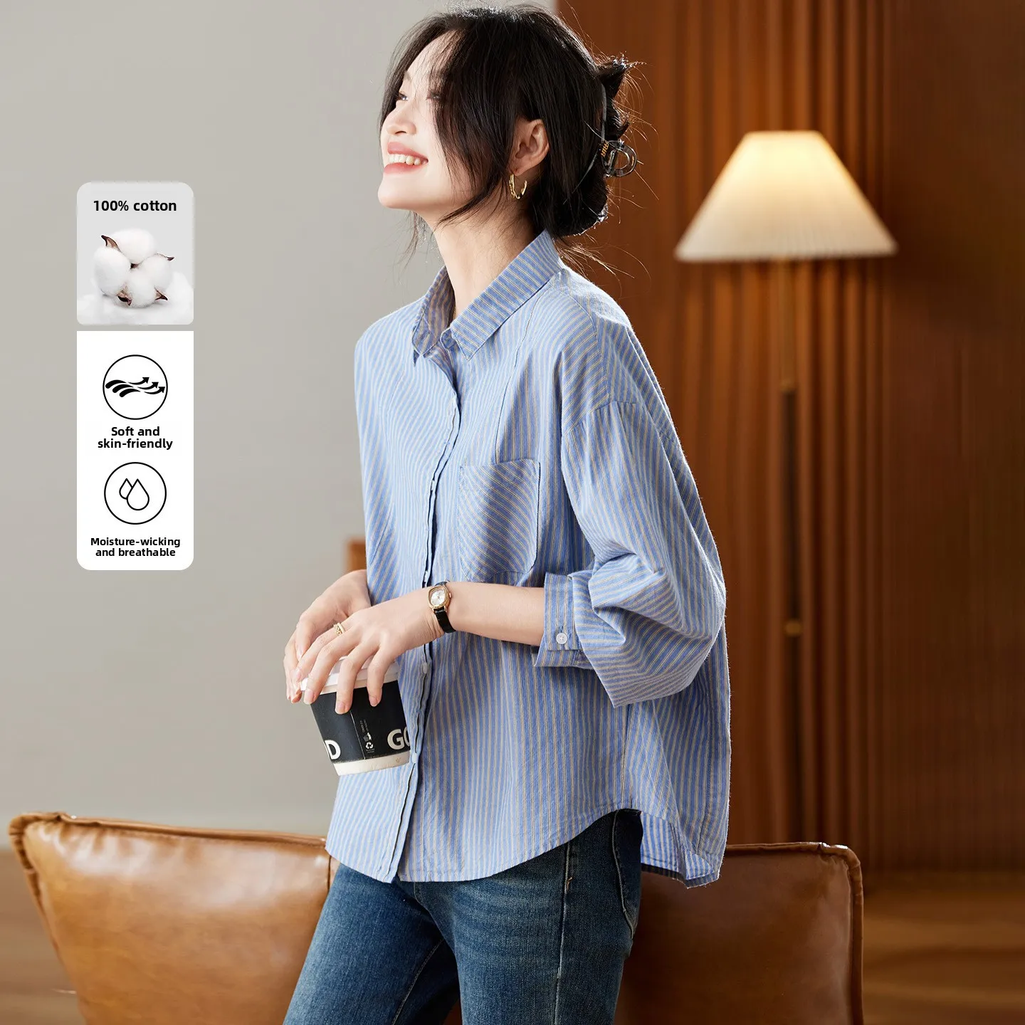 Хлопковая рубашка с длинным рукавом, женская, свободного кроя, с воротником, в стиле пэчворк, для похудения, осенняя новинка, корейская версия
Хлопковая рубашка с длинным рукавом, женская, свободного кроя, с воротником, в стиле пэчворк, для похудения, осенняя новинка, корейская версия