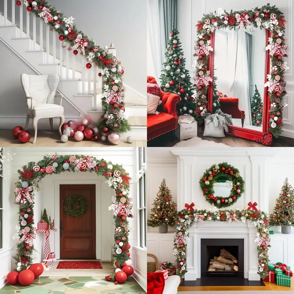 Battery-Powered 9ft Red & White Candy-Themed LED Christmas Garland with 50 Lights
Battery-Powered 9ft Red & White Candy-Themed LED Christmas Garland with 50 Lights