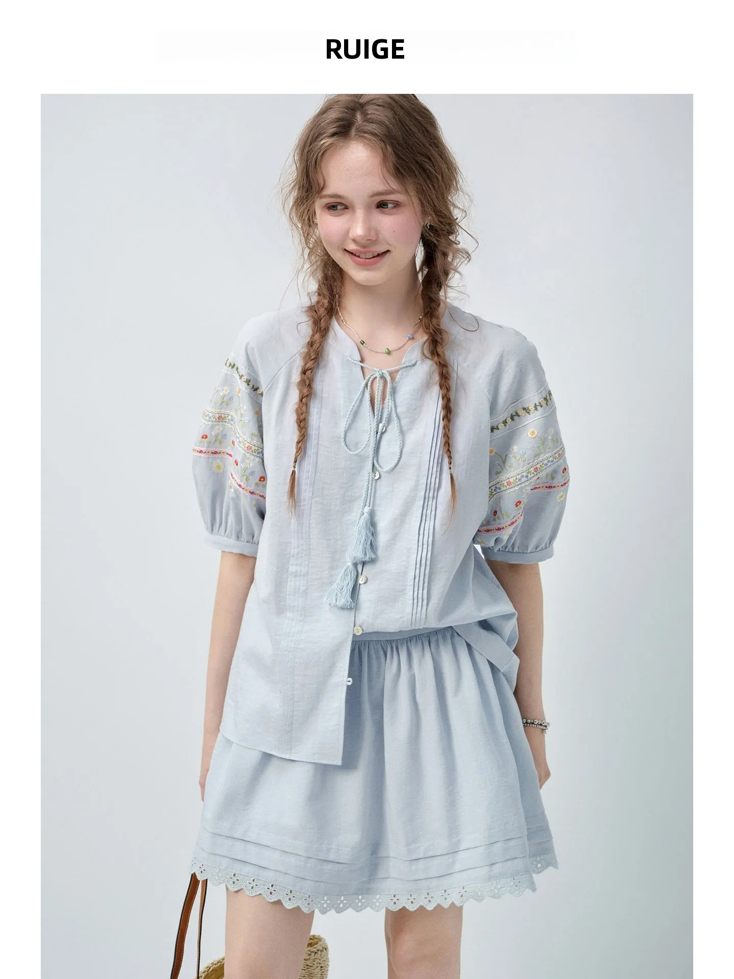 Rui plus Size Embroidered Short Skirt Set Loose Slimming Short Sleeve A-Line Summer Versatile for Plump Women Top Bottoms
Rui plus Size Embroidered Short Skirt Set Loose Slimming Short Sleeve A-Line Summer Versatile for Plump Women Top Bottoms