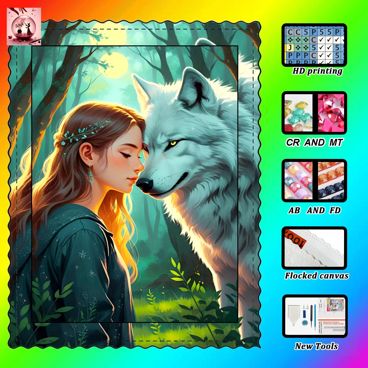 【Bruji_ Diamond Art】Волк и девушка Кристалл AB Горный хрусталь FD Горный хрусталь Идеальный алмаз из смолы
【Bruji_ Diamond Art】Волк и девушка Кристалл AB Горный хрусталь FD Горный хрусталь Идеальный алмаз из смолы