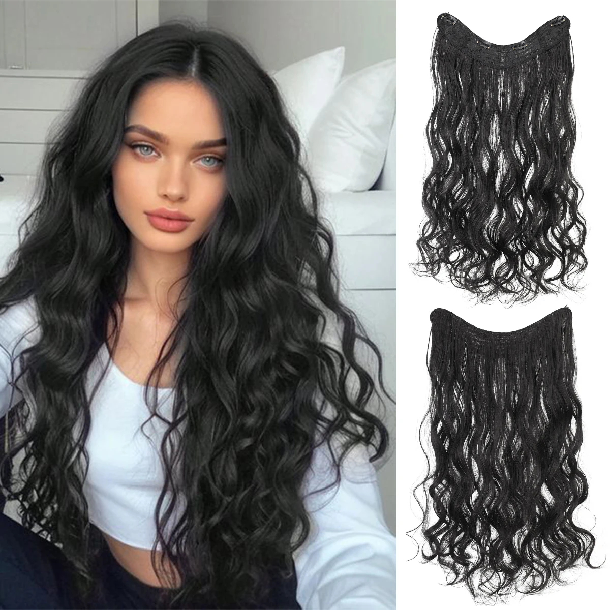 V-shaped hair extension piece synthetic long curly hair wig natural curly heat-resistant female clip hair piece for party
V-shaped hair extension piece synthetic long curly hair wig natural curly heat-resistant female clip hair piece for party