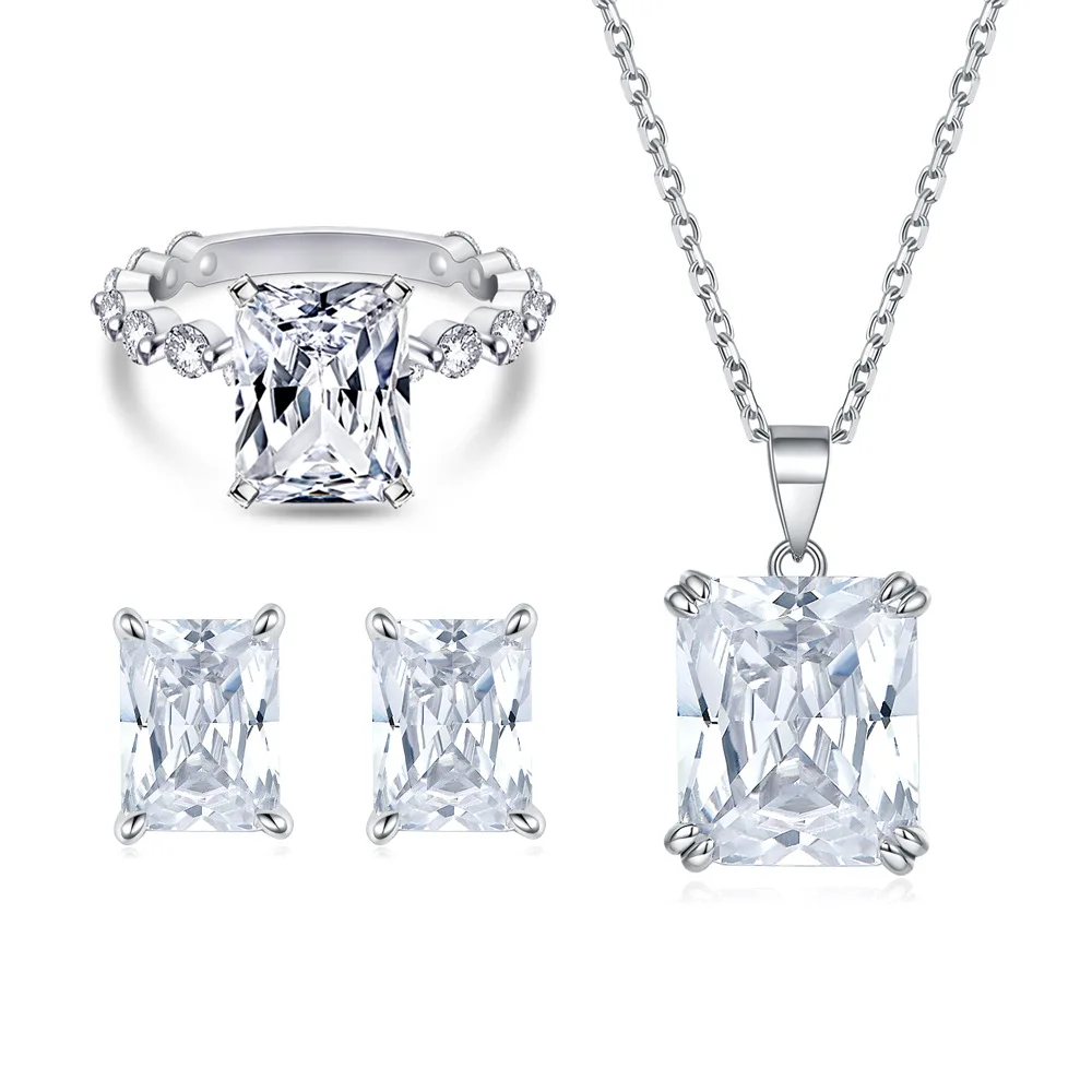 S925 pure silver plated 18K gold PT950 platinum square diamond earrings gemstone ring square crystal pendant necklace set
S925 pure silver plated 18K gold PT950 platinum square diamond earrings gemstone ring square crystal pendant necklace set