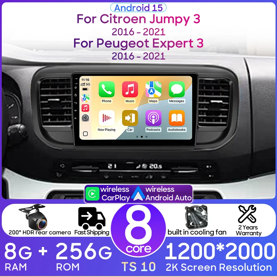 For Citroen Jumpy 3 2016 - 2021 For Peugeot Expert 3 2016 - 2021 CarPlay Android Auto Car Radio Multimedia Player GPS Navigation
For Citroen Jumpy 3 2016 - 2021 For Peugeot Expert 3 2016 - 2021 CarPlay Android Auto Car Radio Multimedia Player GPS Navigation