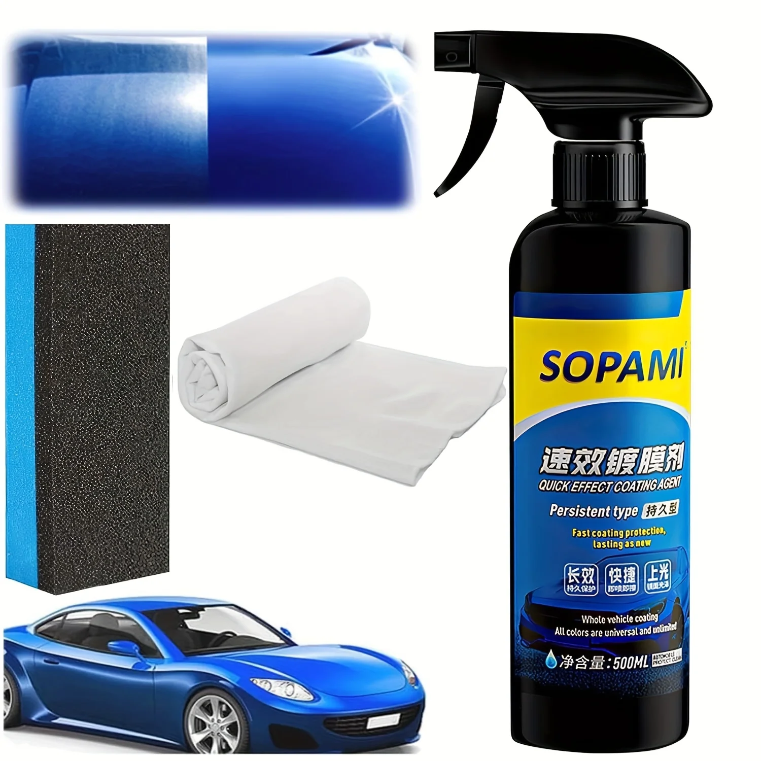 Car Coating Spray, Quick Effect Coating Agent, Quickly Coat Car Wax Spray, Car Scratch Wax Polish Spray Waterless Wash, SOil Film Emulsion Glass Cleaner (1pc+Sponge+Cloth)
Car Coating Spray, Quick Effect Coating Agent, Quickly Coat Car Wax Spray, Car Scratch Wax Polish Spray Waterless Wash, SOil Film Emulsion Glass Cleaner (1pc+Sponge+Cloth)