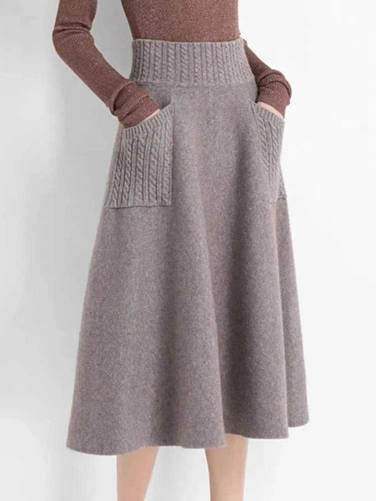 Wool Knitted Skirt Women Causal Pleated A Line Skirt Autumn Winter Solid High Waist Midi Skirt Lady Korean Elegant Slim Skirt
Wool Knitted Skirt Women Causal Pleated A Line Skirt Autumn Winter Solid High Waist Midi Skirt Lady Korean Elegant Slim Skirt