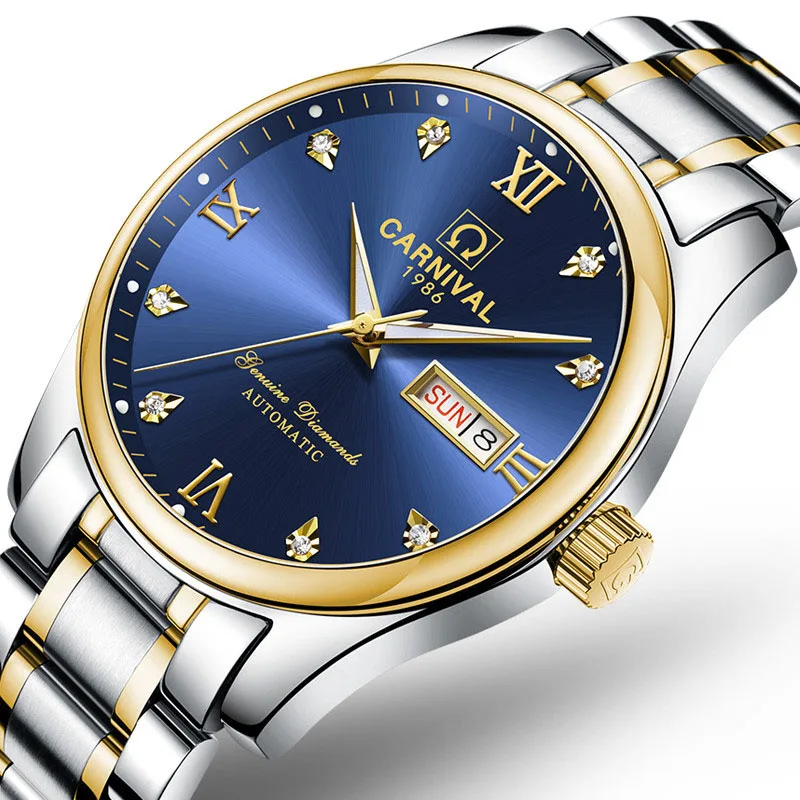 CARNIVAL Luxury Brand Business Automatic Mechanical Mens Watch Luminous Date Waterproof Watches Steel Montre Homme
CARNIVAL Luxury Brand Business Automatic Mechanical Mens Watch Luminous Date Waterproof Watches Steel Montre Homme