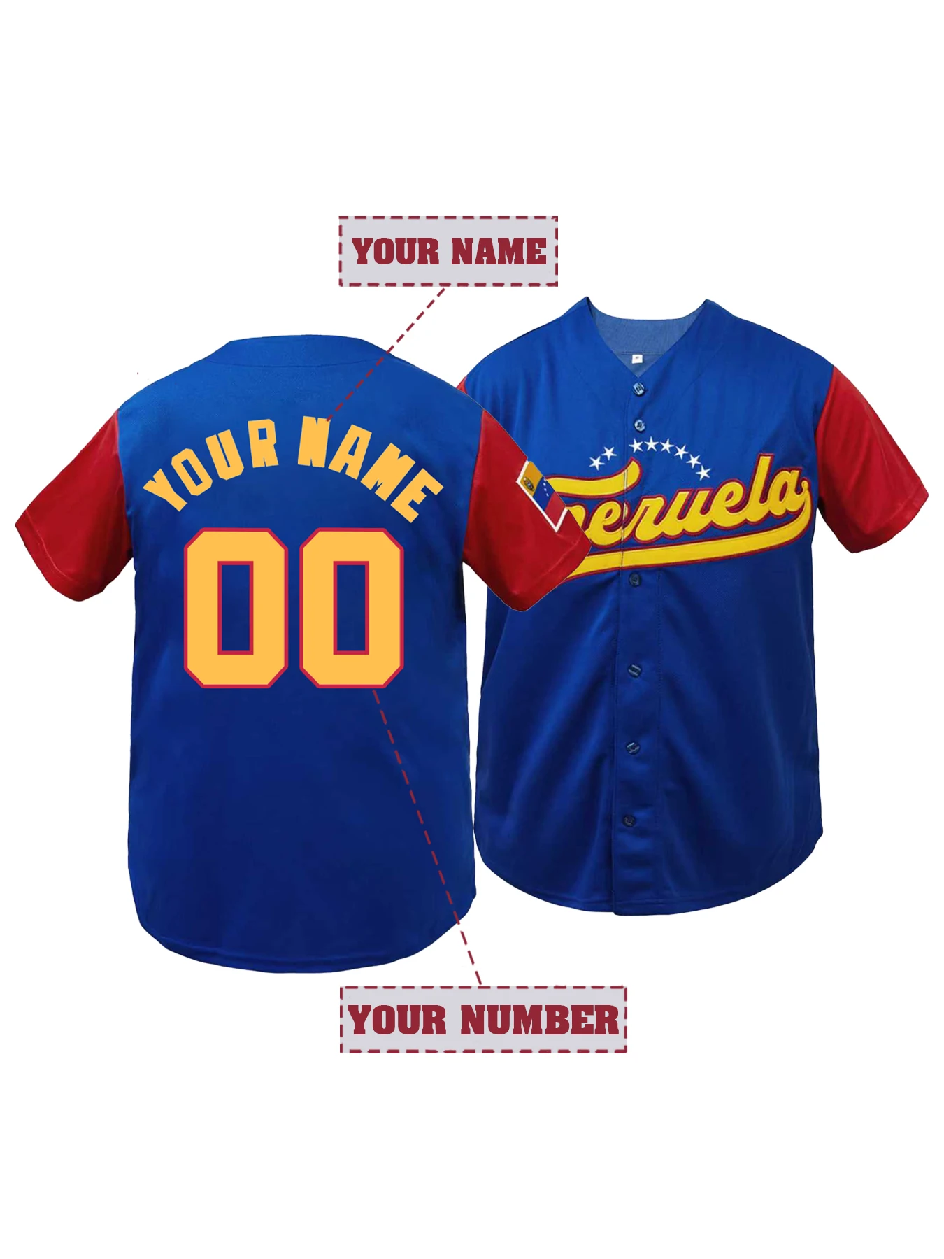 Мужская персонализированная бейсбольная футболка, с вышитым именем и номером, Венесуэла, с коротким рукавом, для самостоятельной индивидуализации, повседневная одежда, мужская одежда
Мужская персонализированная бейсбольная футболка, с вышитым именем и номером, Венесуэла, с коротким рукавом, для самостоятельной индивидуализации, повседневная одежда, мужская одежда