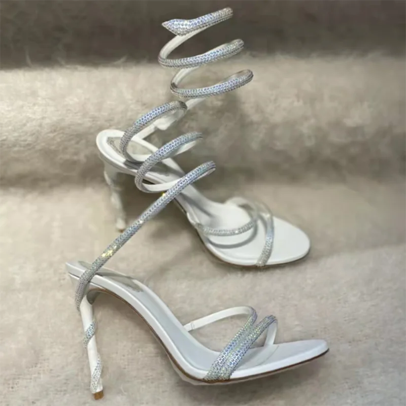 High Heel Sexy Summer Women Shoes Fashion Open Toe Crystal Sandals New Diamond Ribbon Snake Around Feet Strap Pumps
High Heel Sexy Summer Women Shoes Fashion Open Toe Crystal Sandals New Diamond Ribbon Snake Around Feet Strap Pumps