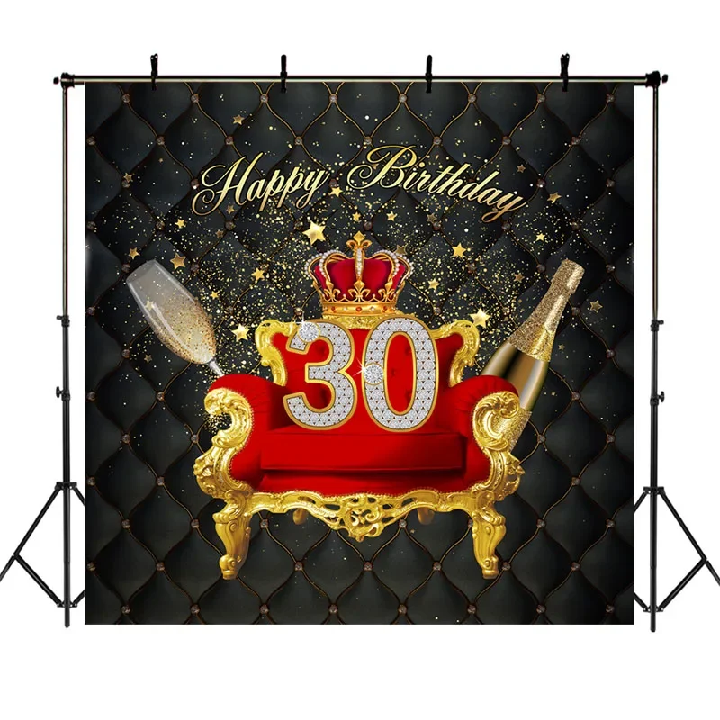 Happy 30th Birthday Backdrop Red Gold Crown Sofa Diamond Photography Background Stars Champagne Birthday Party Banner Backdrops
Happy 30th Birthday Backdrop Red Gold Crown Sofa Diamond Photography Background Stars Champagne Birthday Party Banner Backdrops
