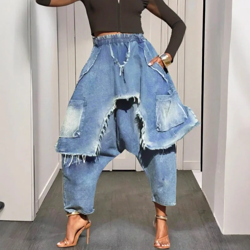 Y2k Women Jeans Harem Pants Streetwear Elastic Waist Tassels Washed Pockets Rippes Ankle Length Trousers Plus Size Baggy Pants
Y2k Women Jeans Harem Pants Streetwear Elastic Waist Tassels Washed Pockets Rippes Ankle Length Trousers Plus Size Baggy Pants