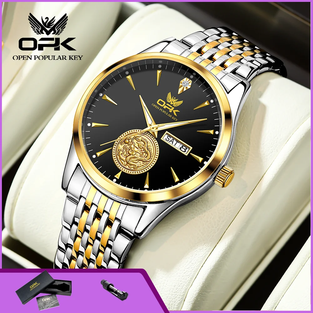 OPK 8150 Luxury Business Ouartz Wristwatch for Man Date Week Stainless Steel Waterproof Luminous Men's Watches Original
OPK 8150 Luxury Business Ouartz Wristwatch for Man Date Week Stainless Steel Waterproof Luminous Men's Watches Original