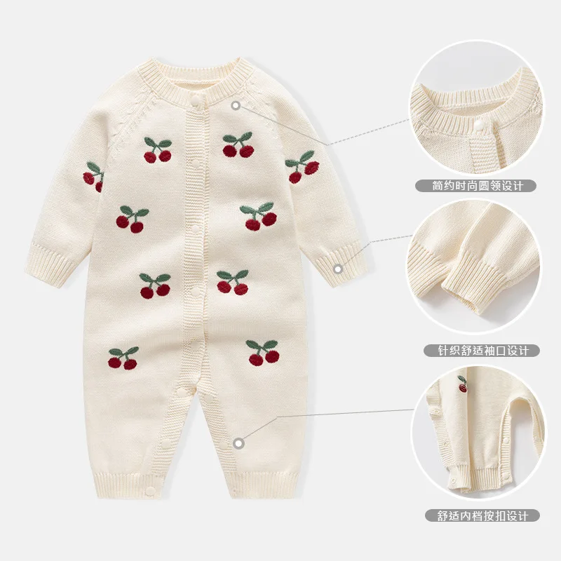 2025 Autumn Winter Newborn Knitted Romper Cherry Print Cute Baby Bodysuit 0-14 Months Toddler Girl Gift One Piece Clothes
2025 Autumn Winter Newborn Knitted Romper Cherry Print Cute Baby Bodysuit 0-14 Months Toddler Girl Gift One Piece Clothes
