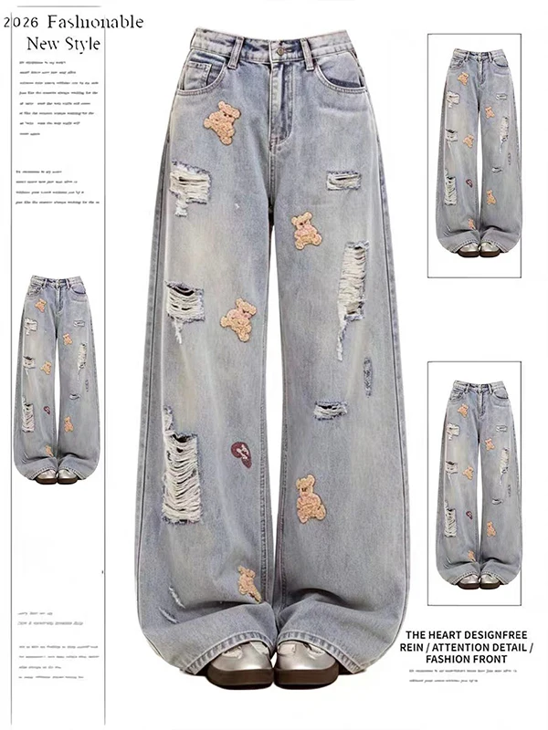 Retro American Towel Embroidery Jeans Women Summer New Design Loose Straight Wide Leg Floor-Length Hole Pants Casual High Wai...
Retro American Towel Embroidery Jeans Women Summer New Design Loose Straight Wide Leg Floor-Length Hole Pants Casual High Wai...