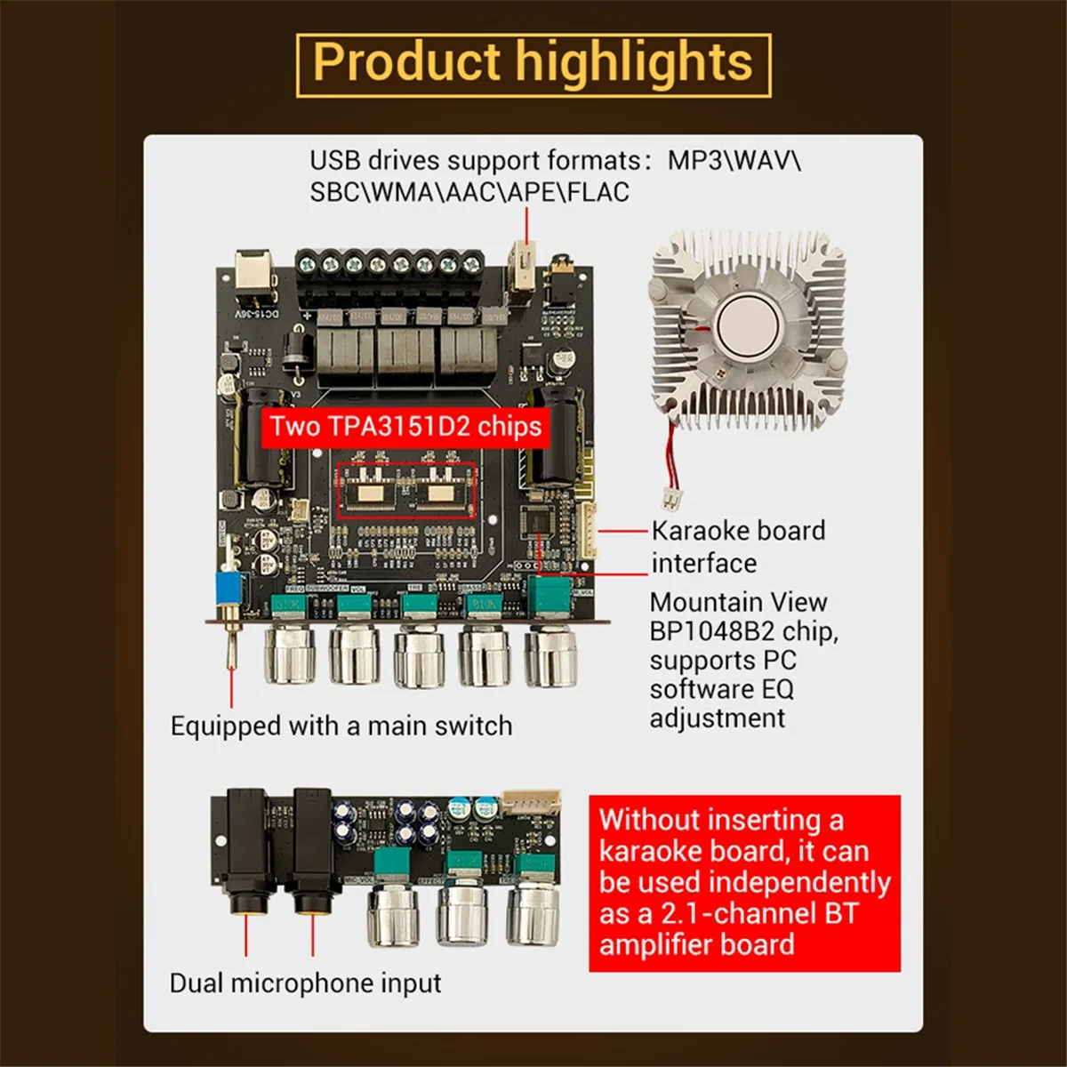 -DAM L1 Bluetooth Power Amplifier Board Stereo 2X220W&350W Bluetooth 5.0 Digital Power Audio Amplifier Module
-DAM L1 Bluetooth Power Amplifier Board Stereo 2X220W&350W Bluetooth 5.0 Digital Power Audio Amplifier Module