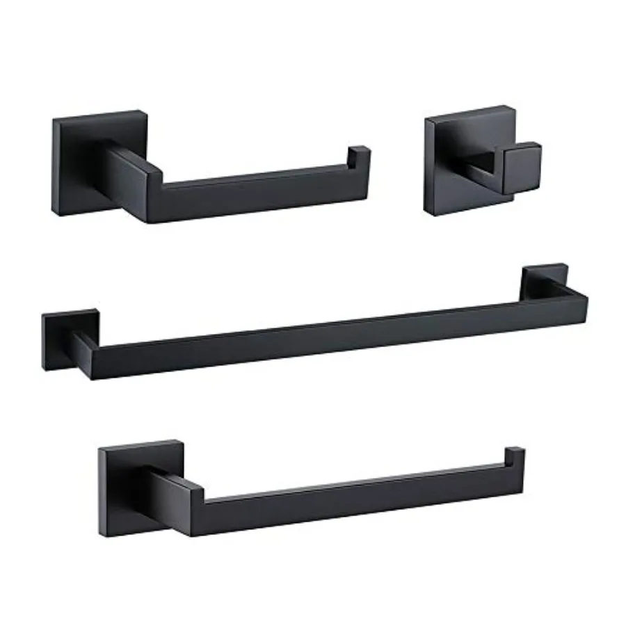 4 Pieces Bathroom Hardware Accessories Set Matte Black 16 Inch Towel Bar SetWall Mounted Premium Stainless Steel.
4 Pieces Bathroom Hardware Accessories Set Matte Black 16 Inch Towel Bar SetWall Mounted Premium Stainless Steel.