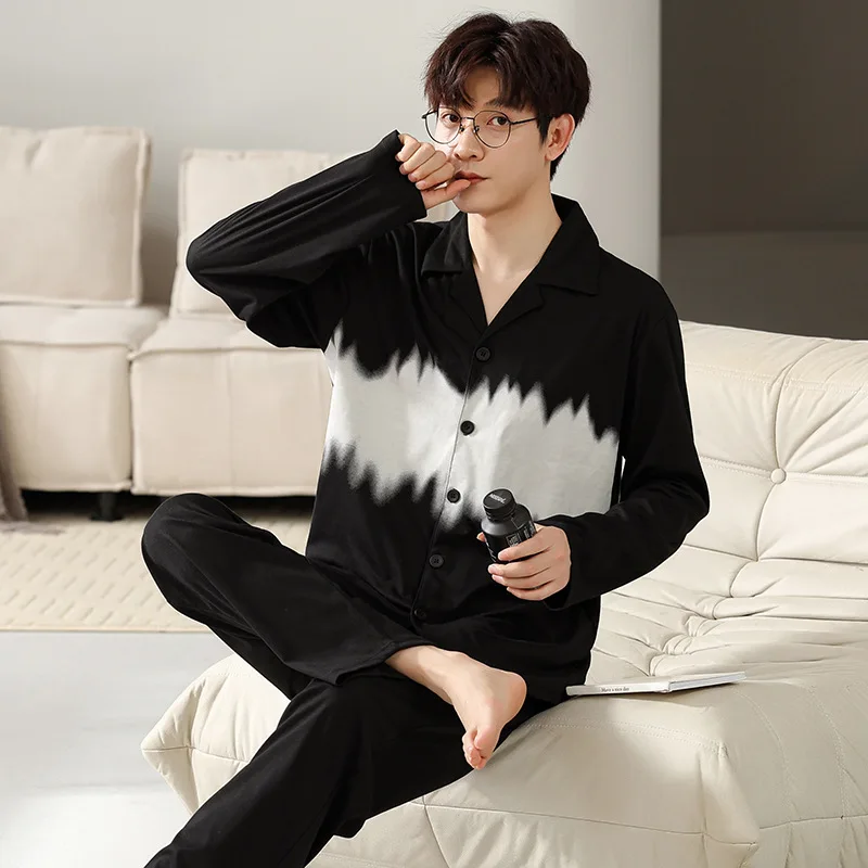 New Gentleman Pajamas Men's Long-sleeved Cotton Homewear Suit Youth Loose and Comfortable Can Be Worn Outside Men's Casual Wear
New Gentleman Pajamas Men's Long-sleeved Cotton Homewear Suit Youth Loose and Comfortable Can Be Worn Outside Men's Casual Wear