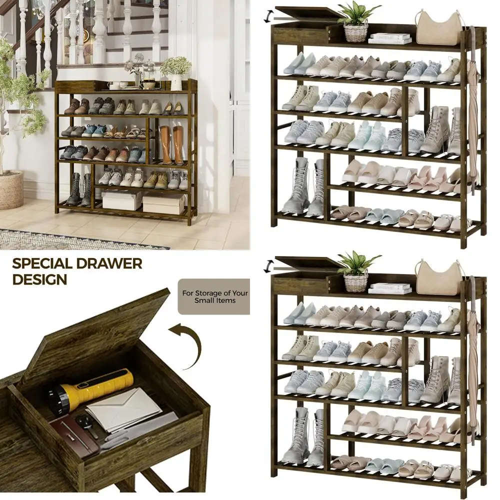 Bamboo Shoe Rack with Storage Box - Wooden Entryway Organizer for Doorway and Closet
Bamboo Shoe Rack with Storage Box - Wooden Entryway Organizer for Doorway and Closet