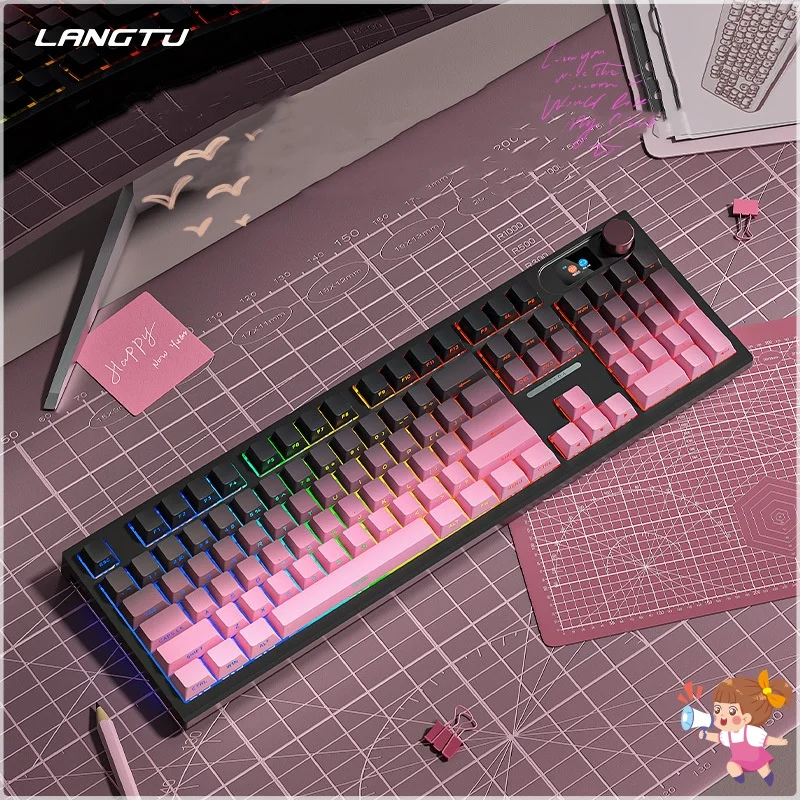 Langtu Lt104 Gradient 3-Mode Rgb 104-Key Mechanical Keyboard Customized Hot-Swapable Ergonomic Esports Gaming Keyboard
Langtu Lt104 Gradient 3-Mode Rgb 104-Key Mechanical Keyboard Customized Hot-Swapable Ergonomic Esports Gaming Keyboard