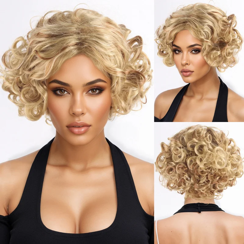 Women's Fashionable Fluffy Curly Synthetic Wig Light Blonde Deep Short Hair
Women's Fashionable Fluffy Curly Synthetic Wig Light Blonde Deep Short Hair