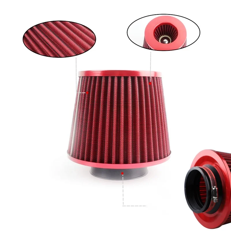 High-flow air intake mesh cone for car air filter for cold air intake. General automotive parts. 3.94 inches / 100 millimeters.
High-flow air intake mesh cone for car air filter for cold air intake. General automotive parts. 3.94 inches / 100 millimeters.