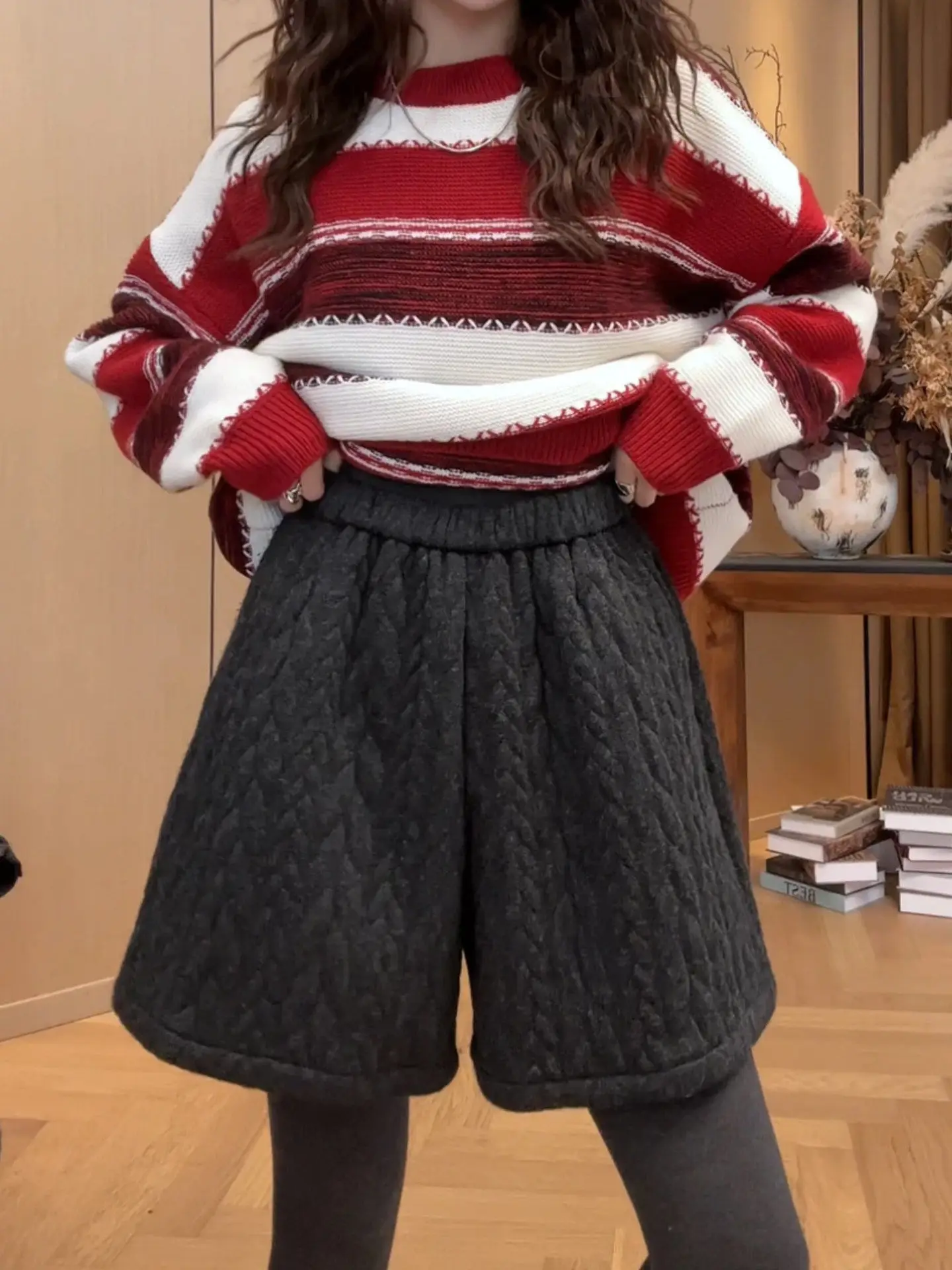 Thiened Fce Women's Winter Casual Wide Leg ort Pants High Waist Elastic Polyester Fiber Knitted A-Line Boot Pants
Thiened Fce Women's Winter Casual Wide Leg ort Pants High Waist Elastic Polyester Fiber Knitted A-Line Boot Pants
