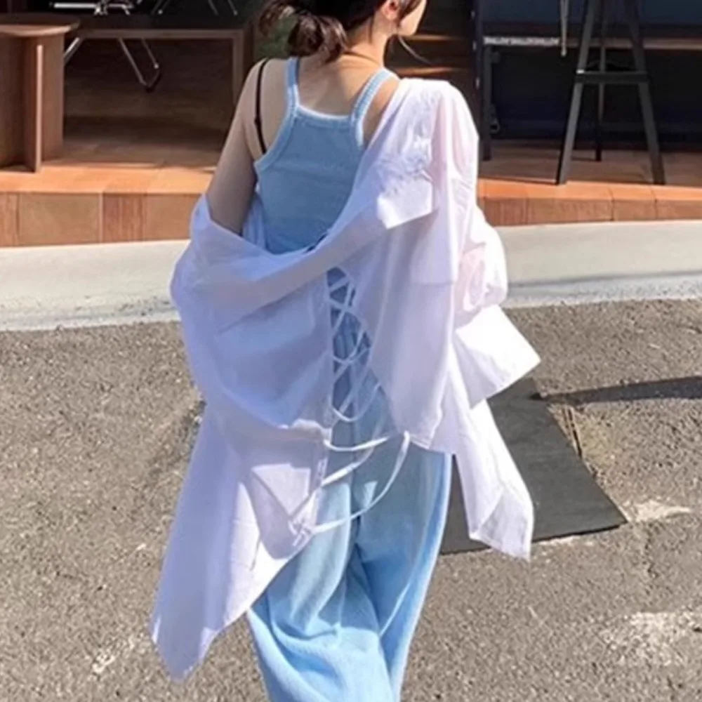 Back Cirss Cross Bandage 2025 Shirts Blouses Sun Protection Blusas Mujer Simple Loose Woman Clothing Full Sleeve Ropa Camisas
Back Cirss Cross Bandage 2025 Shirts Blouses Sun Protection Blusas Mujer Simple Loose Woman Clothing Full Sleeve Ropa Camisas
