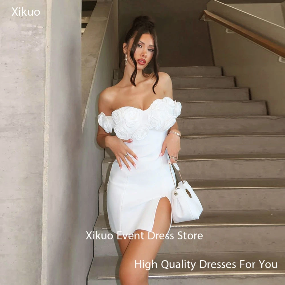 Xikuo Fashion White Satin Prom Gowns Sweetheart 3D Flowers Evening Gowns Summer Above Knee Cocktail Evening Dresses Customized
Xikuo Fashion White Satin Prom Gowns Sweetheart 3D Flowers Evening Gowns Summer Above Knee Cocktail Evening Dresses Customized