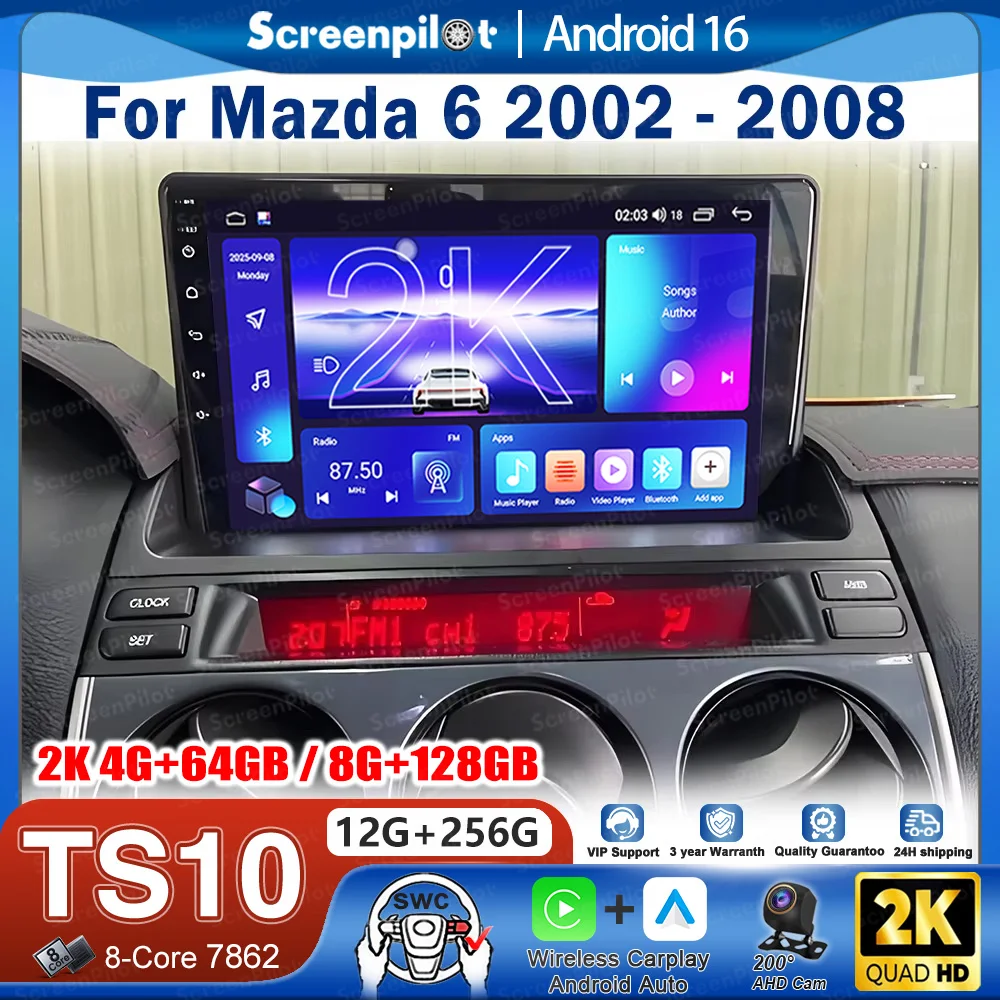 Автомагнитола Android 16 для Mazda 6 2002-2008 с CarPlay, сенсорным экраном, Wi-Fi, 8-ядерным процессором и GPS-навигацией
Автомагнитола Android 16 для Mazda 6 2002-2008 с CarPlay, сенсорным экраном, Wi-Fi, 8-ядерным процессором и GPS-навигацией