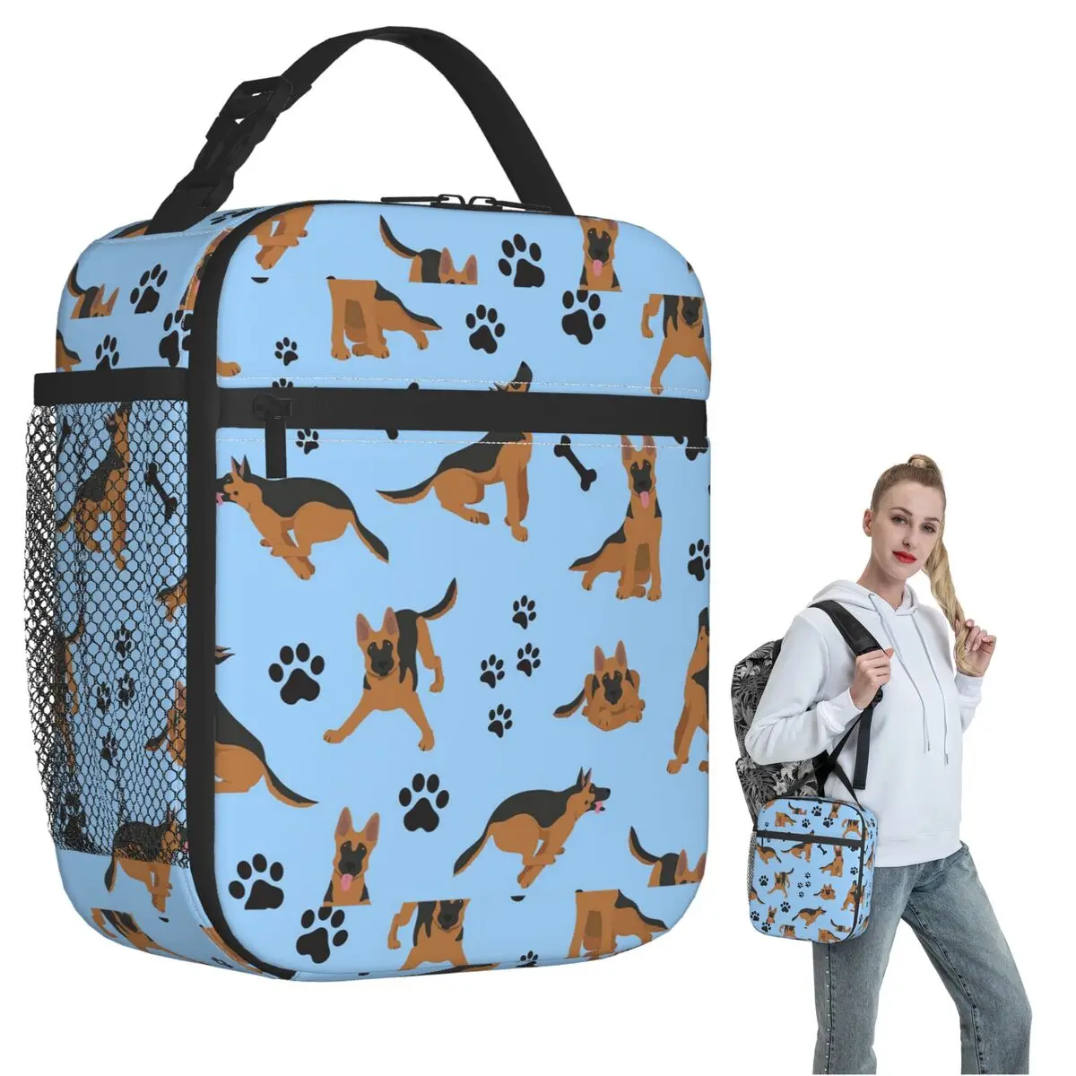 German Shepherd Pattern In Blue Insulated Lunch Bag for Women Kids Portable Food Boxes Thermal Lunch Box Tote
German Shepherd Pattern In Blue Insulated Lunch Bag for Women Kids Portable Food Boxes Thermal Lunch Box Tote