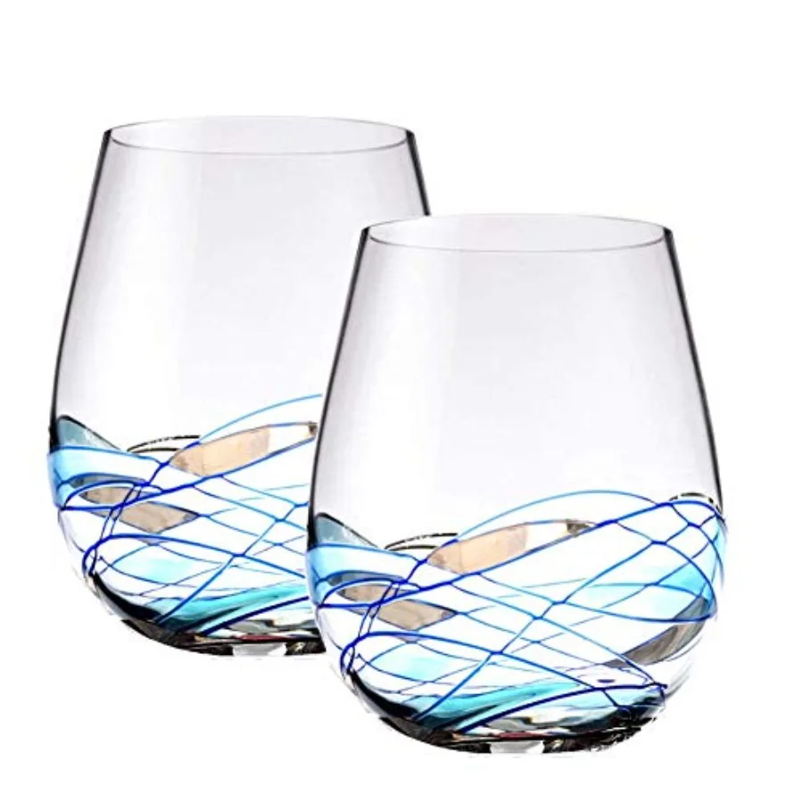Steml Wine Glasses Set of Two Hand Painted Large Premium and White Wine glasses Lead-Free Crystal ential Wine Gift
Steml Wine Glasses Set of Two Hand Painted Large Premium and White Wine glasses Lead-Free Crystal ential Wine Gift
