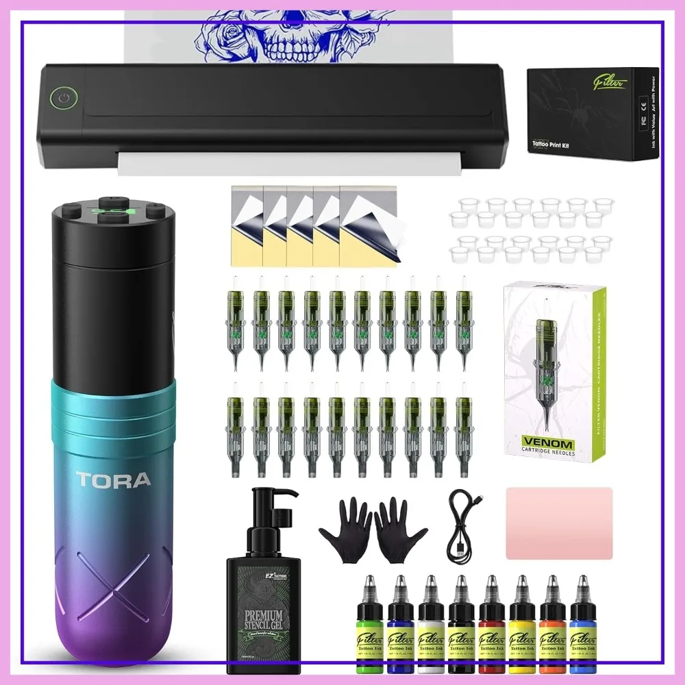 Filter Tattoo Printer Kit - Stencil Machine with Gun, 20 Cartridge Needles, 40 Transfer Papers, 5oz Gel for Beginners & Artists
Filter Tattoo Printer Kit - Stencil Machine with Gun, 20 Cartridge Needles, 40 Transfer Papers, 5oz Gel for Beginners & Artists