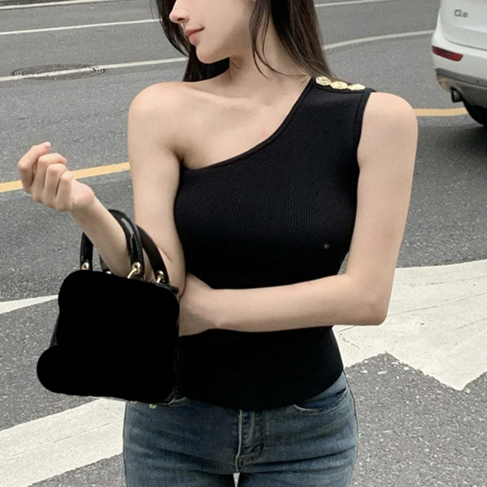 Irregular One Shoulder Off Shoulder Vest Casual Outing Sleeveless Design Solid Color Pattern Versatile Wear High Stretch Fabric
Irregular One Shoulder Off Shoulder Vest Casual Outing Sleeveless Design Solid Color Pattern Versatile Wear High Stretch Fabric