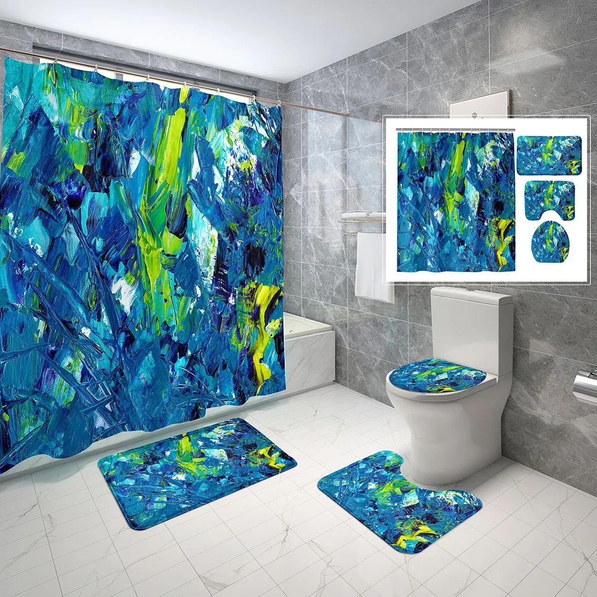 Ink Painting Shower Curtain 4 Pcs Sets Pattern Museum Bathroom Non-Slip Bath Mat Waterproof Shower Curtain Toilet Cover Sets
Ink Painting Shower Curtain 4 Pcs Sets Pattern Museum Bathroom Non-Slip Bath Mat Waterproof Shower Curtain Toilet Cover Sets