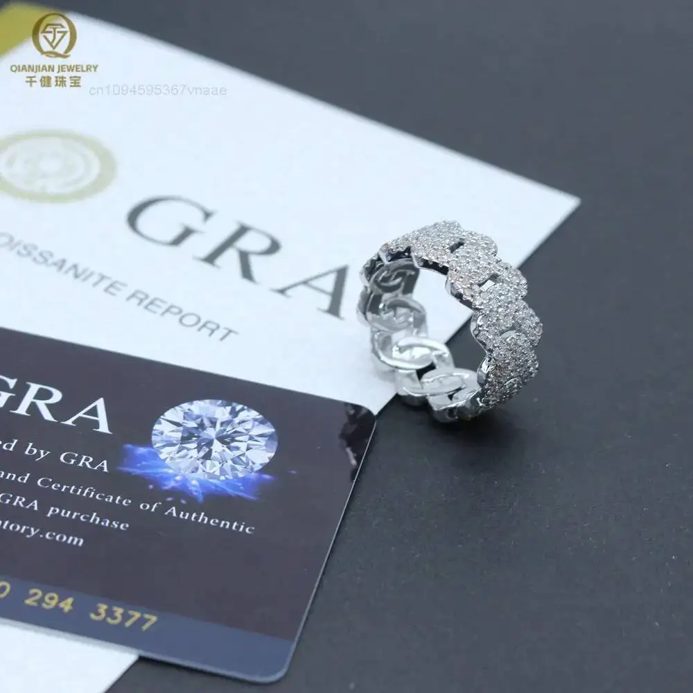 Pass Diamond Tester VVS Moissanite Cuban Ring Men's Wholesale Price Gold Plated 925 Sterling Silver Stock Jewelry Ring for Men
Pass Diamond Tester VVS Moissanite Cuban Ring Men's Wholesale Price Gold Plated 925 Sterling Silver Stock Jewelry Ring for Men