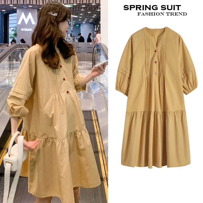 212# 2022 Spring Summer 7/10 Sleeve Cotton Maternity Long Blouse Chic Ins Loose Dress Clothes for Pregnant Women Pregnancy
212# 2022 Spring Summer 7/10 Sleeve Cotton Maternity Long Blouse Chic Ins Loose Dress Clothes for Pregnant Women Pregnancy