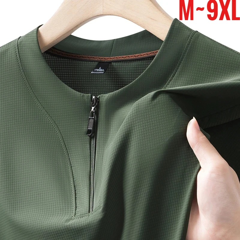 Big Size 9XL Men's Ice Silk Henley Shirt Half Zip Up T-Shirt Male Summer Cool Plus Large Stretch Short Sleeve T Loose Fit Tshirt
Big Size 9XL Men's Ice Silk Henley Shirt Half Zip Up T-Shirt Male Summer Cool Plus Large Stretch Short Sleeve T Loose Fit Tshirt