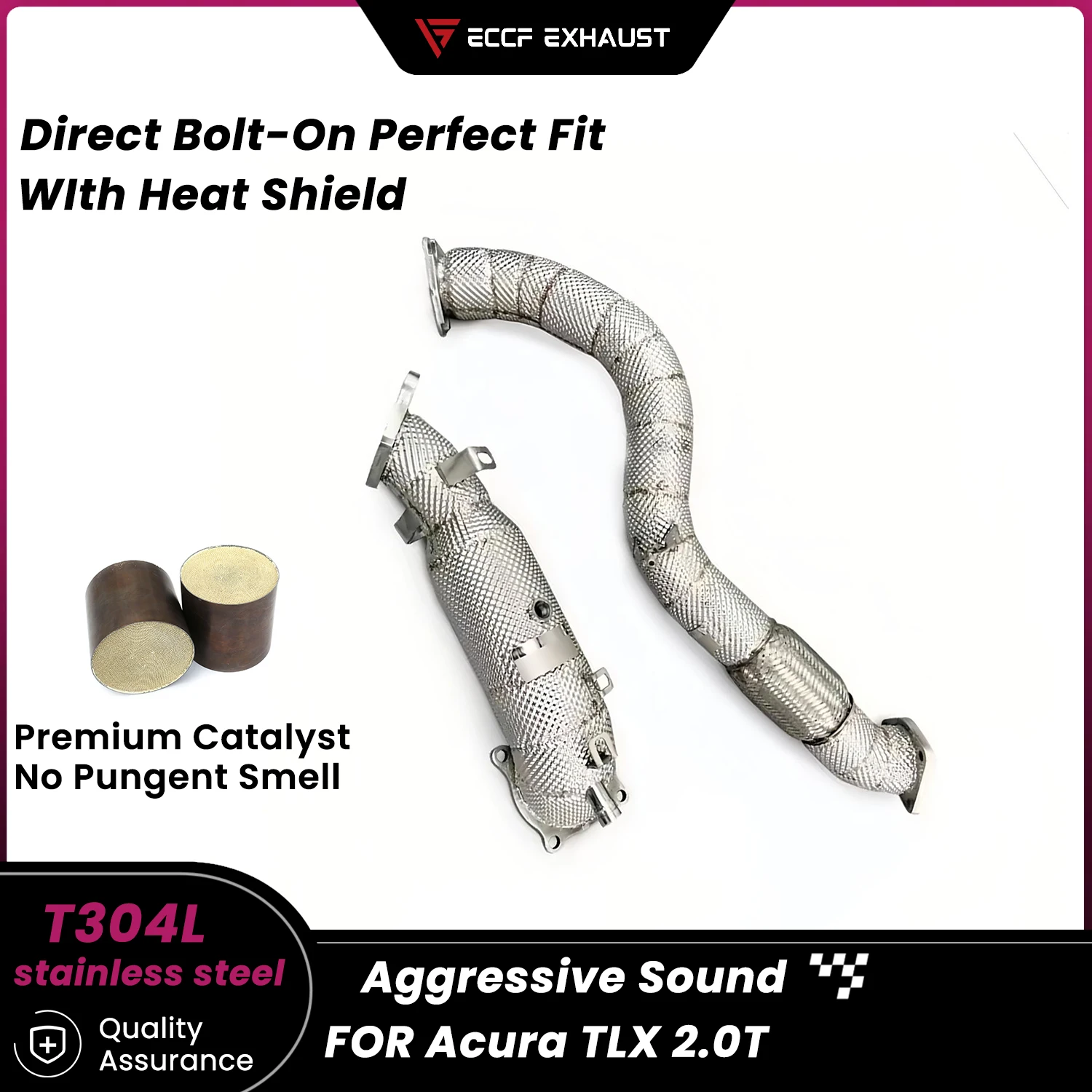 Sporty Downpipe With Heat Shield For Acura TLX 2.0T Aggressive Exhaust Sound High Flow Easy Installation
Sporty Downpipe With Heat Shield For Acura TLX 2.0T Aggressive Exhaust Sound High Flow Easy Installation