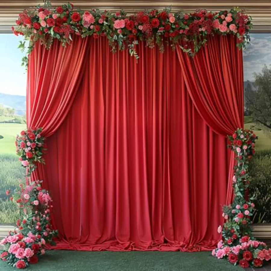 Party backdrop curtain: wrinkle-free red soft fabric, 20x12ft, 4 panels, ideal for weddings, birthdays, photography, and event
Party backdrop curtain: wrinkle-free red soft fabric, 20x12ft, 4 panels, ideal for weddings, birthdays, photography, and event