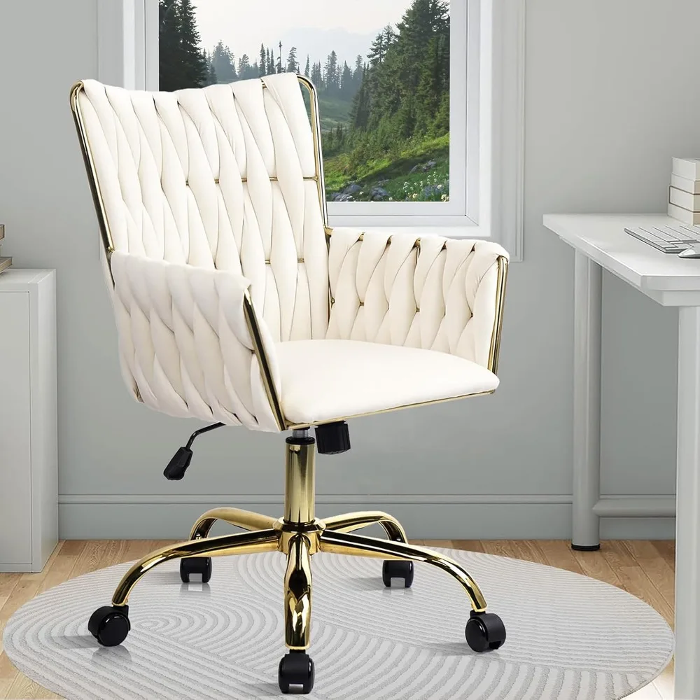 Velvet Home Office Chair, Modern Ergonomic Swivel Vanity Chair with Arm and Wheels, Mid Back Desk Chair with Gold Base
Velvet Home Office Chair, Modern Ergonomic Swivel Vanity Chair with Arm and Wheels, Mid Back Desk Chair with Gold Base