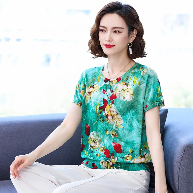 Super Quality Women's Fashion Printing Knitwear 2023 Spring & Summer Flowers Printing Sweater Tops Short Sleeve Lady Knit Shirt
Super Quality Women's Fashion Printing Knitwear 2023 Spring & Summer Flowers Printing Sweater Tops Short Sleeve Lady Knit Shirt