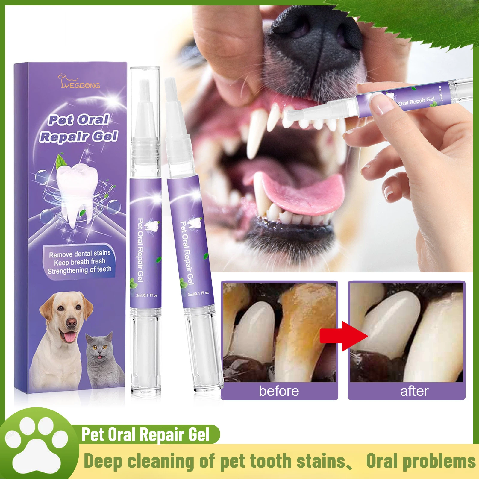 Pet Oral Repair Gel, Deep Cleansing Dog Cat Tooth Stains Oral Cleansing Care
Pet Oral Repair Gel, Deep Cleansing Dog Cat Tooth Stains Oral Cleansing Care