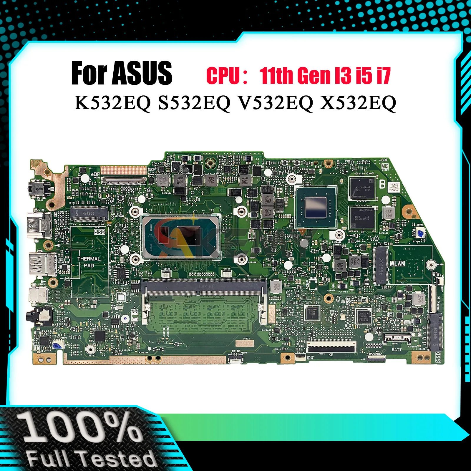 X532EQ Laptop Motherboard For ASUS VivoBook X532E V532EQ K532EQ X532EQ S532EQ Mainboard With 11th Gen I3 i5 i7 100% tests OK stk
X532EQ Laptop Motherboard For ASUS VivoBook X532E V532EQ K532EQ X532EQ S532EQ Mainboard With 11th Gen I3 i5 i7 100% tests OK stk