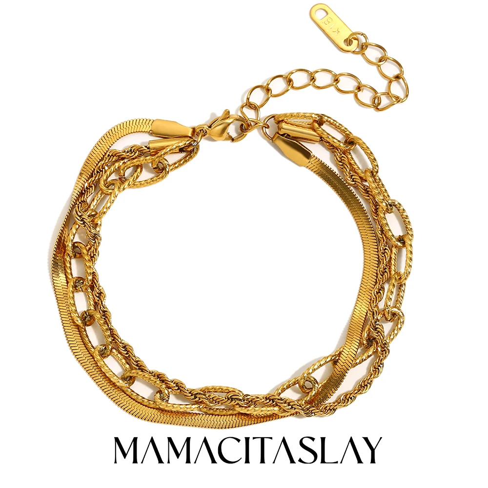 MamacitaSlay Classic Three-Layer Stacking Snakes Chain Twist Chain Paper Clip Chain Women's Bracelets Stainless Steel Jewelry
MamacitaSlay Classic Three-Layer Stacking Snakes Chain Twist Chain Paper Clip Chain Women's Bracelets Stainless Steel Jewelry
