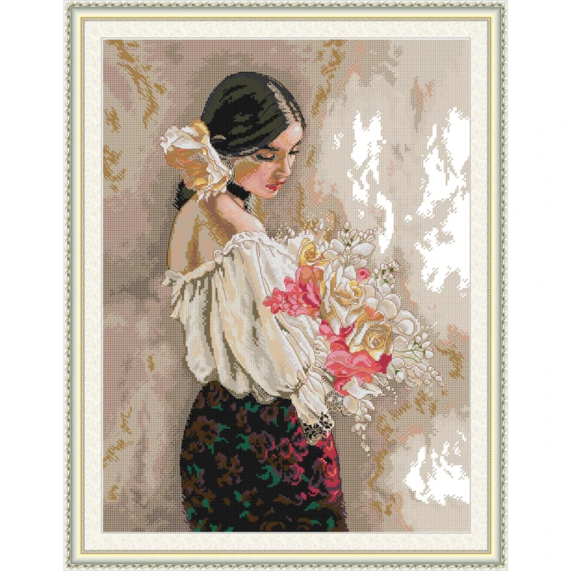 Cross-stitch Complete Set Maiden With Flowers Stamped Printed Counted Unprinted Cloth DMC Needlework Home Decor
Cross-stitch Complete Set Maiden With Flowers Stamped Printed Counted Unprinted Cloth DMC Needlework Home Decor